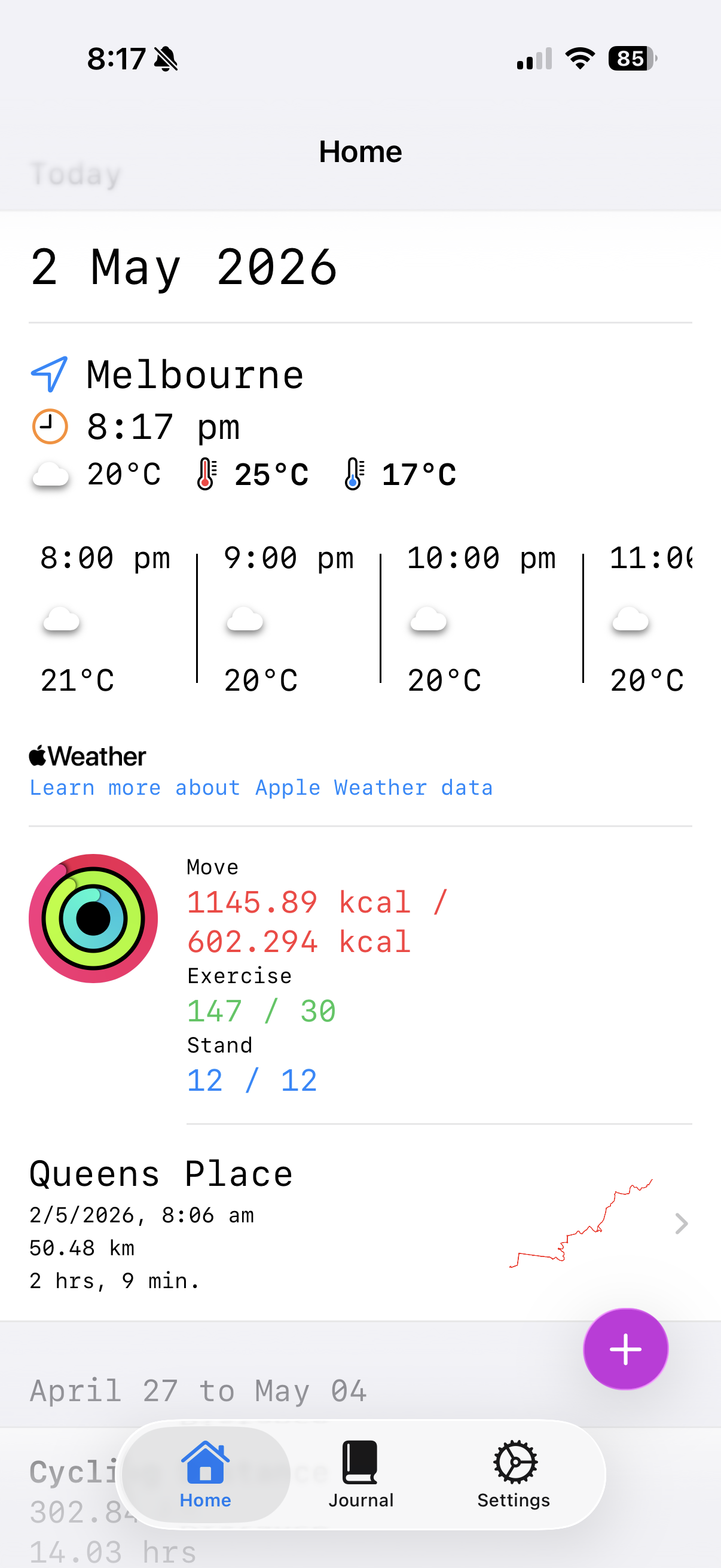 Ride Journal app screenshot