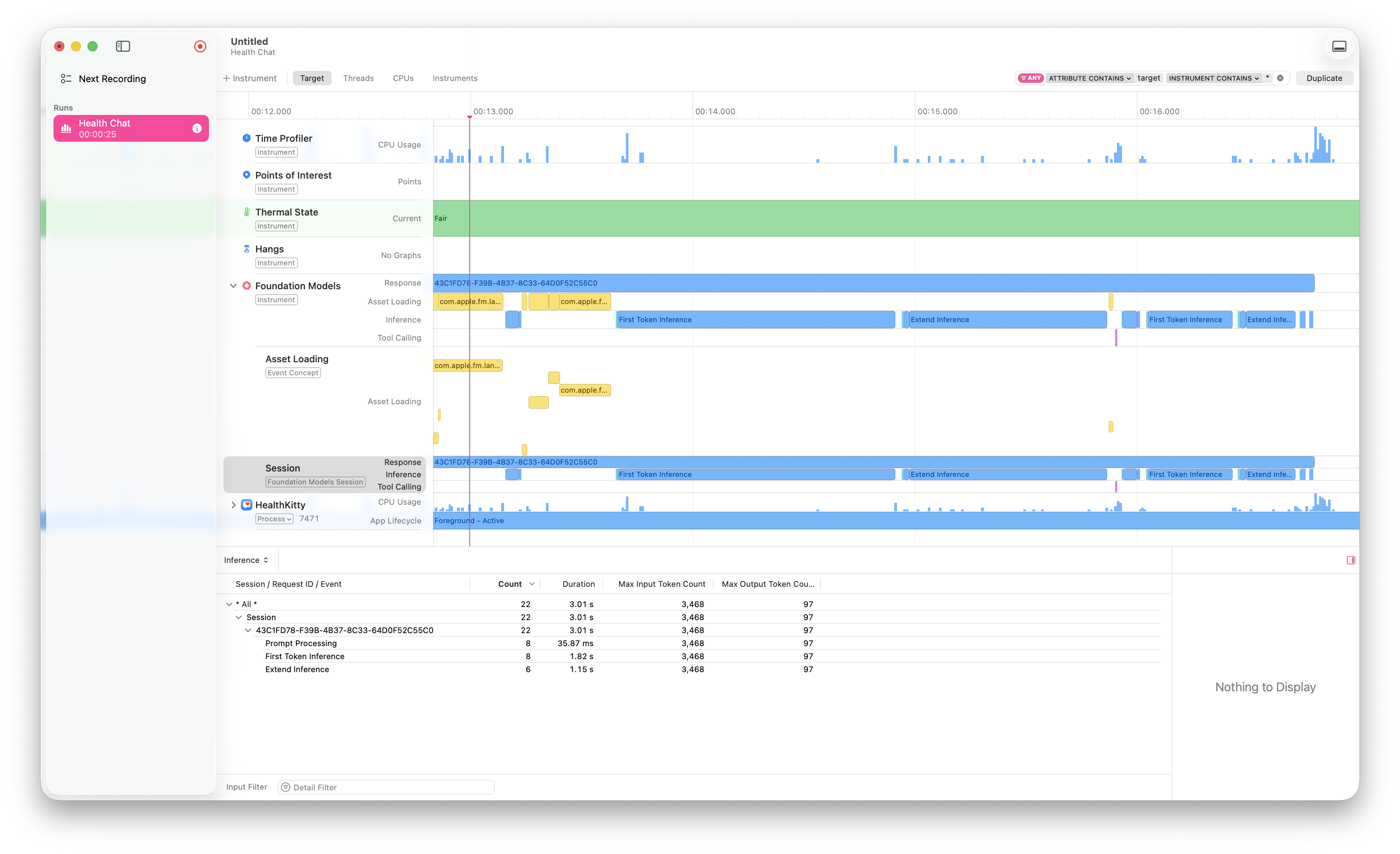 Recording of app usage in profile