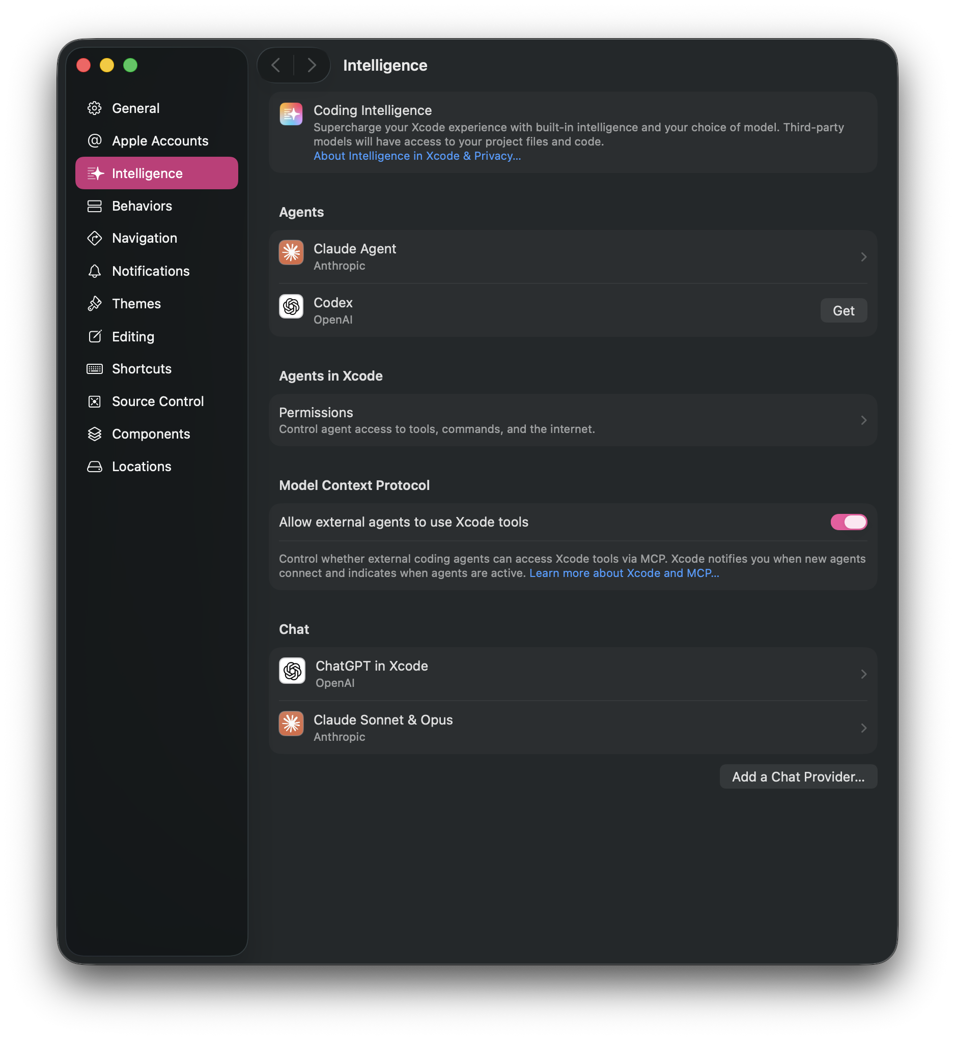 xcode settings